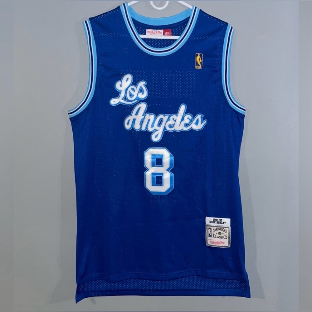Kobe Bryant RARE Blue Retro Lakers Sewn NBA Throwback Jersey XL Script Lettering